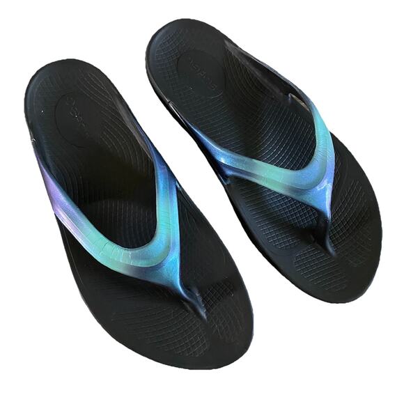 OOFOS Shoes - Oofos Women's OOlala Luxe Sandal Atlantis Sz 9 Recovery Flip Flops Blue Purple